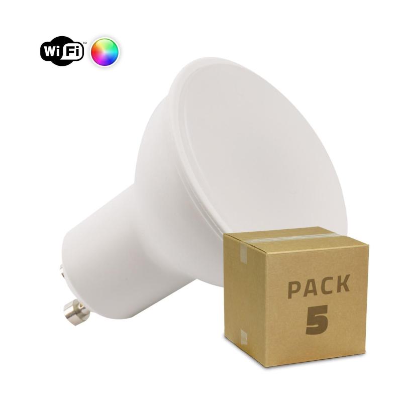 Producto de Pack 5 Bombillas Inteligentes LED GU10 5W 300 lm WiFi RGBW Regulable 