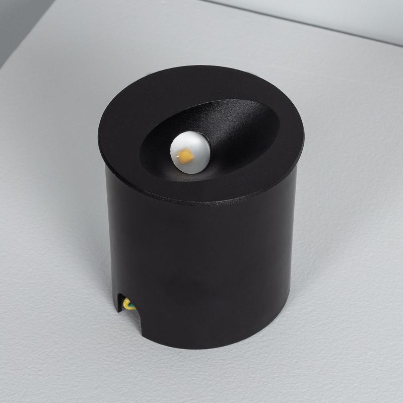 Producto de Baliza Exterior LED 3W Empotrable Pared Circular Negro Coney