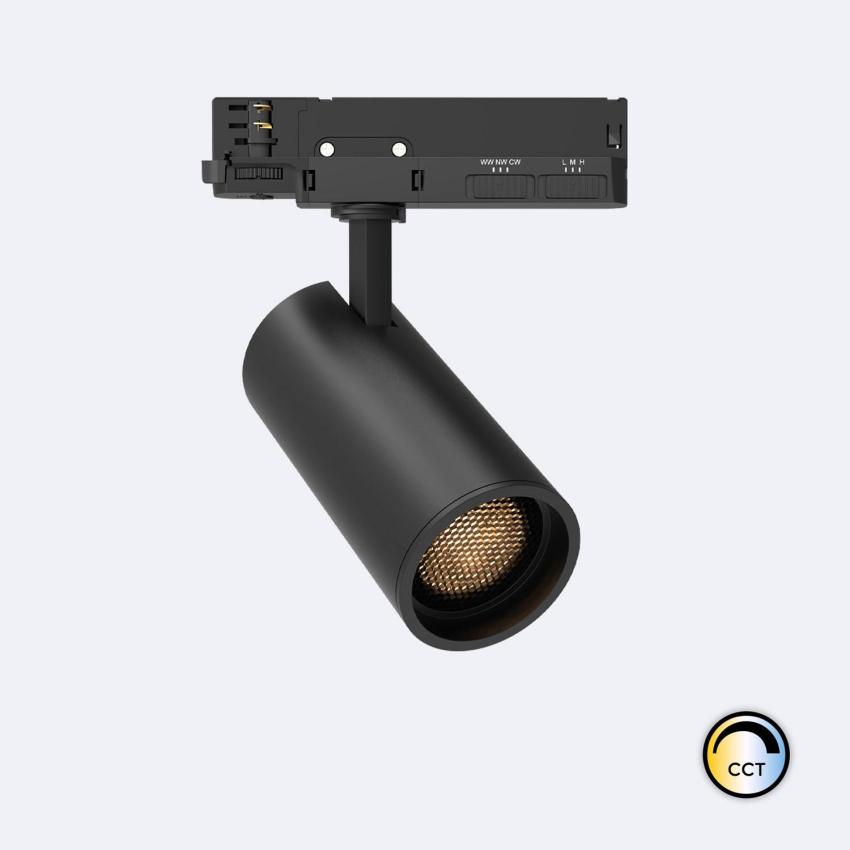 Produto de Foco Carril LED Trifásico 30W Fasano Anti-reflexos CCT No Flicker Regulável Preto