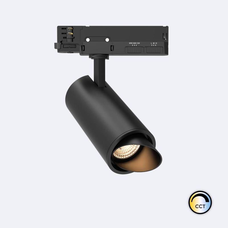 Produto de Foco Carril LED Trifásico 20W Fasano Cilindro Bisel CCT No Flicker Regulável Preto  