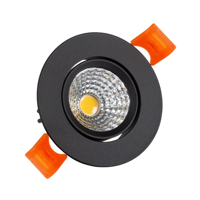 Produto de Foco Downlight LED 3W COB Direcionável Circular Preto Corte Ø55 mm CRI92 Expert Color No Flicker      