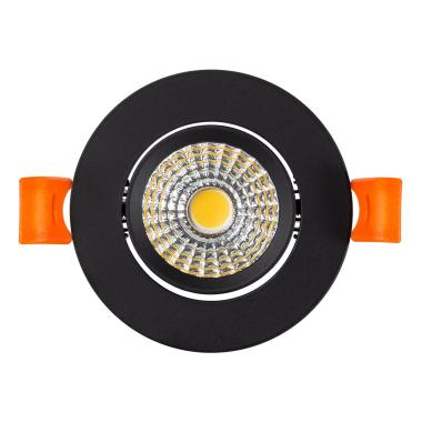 Produto de Foco Downlight LED 3W COB Direcionável Circular Preto Corte Ø55 mm CRI92 Expert Color No Flicker      