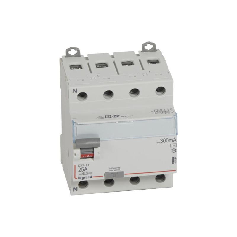 Produto de Disjuntor Diferencial Industrial 4P 300mA 25-63 A 10kA Classe AC LEGRAND DX³ 411664