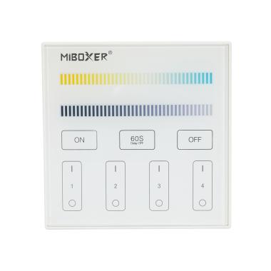 Produto de Controlador RF 220-240V AC de Parede para Regulador LED CCT 4 Zonas RF MiBoxer T2 