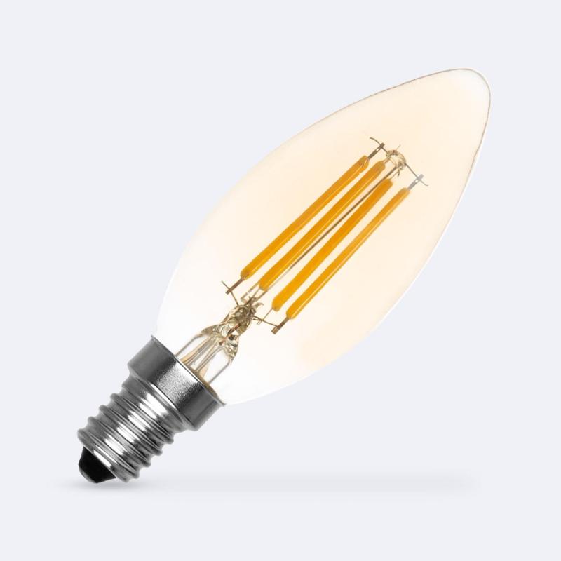 Producto de Bombilla Filamento LED E14 4W 400 lm Regulable C35 Vela Gold