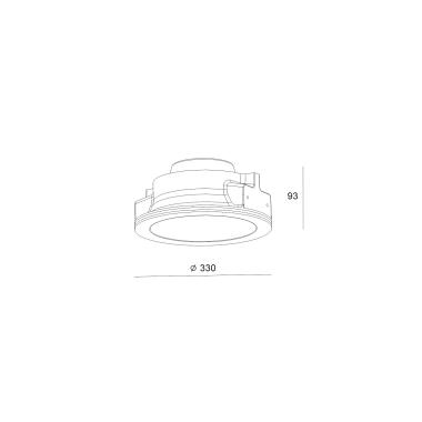 Produto de Aro Downlight Integração em Gesso/Pladur LED Circular 18W Corte Ø333 mm UGR17