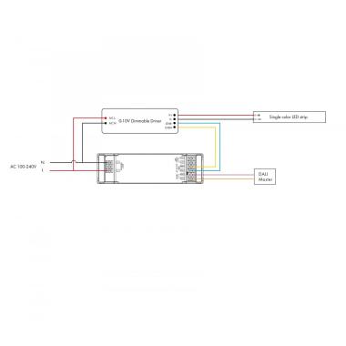 Produto de Conversor Regulador DALI a 0-1/10V 1 Canal 100-240V AC Compatible con Pulsador