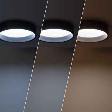 Produto de Plafon LED 15W Circular Metal Ø350 mm CCT Selecionável Preto Design