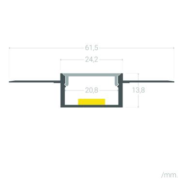 Producto de Perfil de Aluminio Integración en Escayola/Pladur para Doble Tira LED hasta 20 mm 