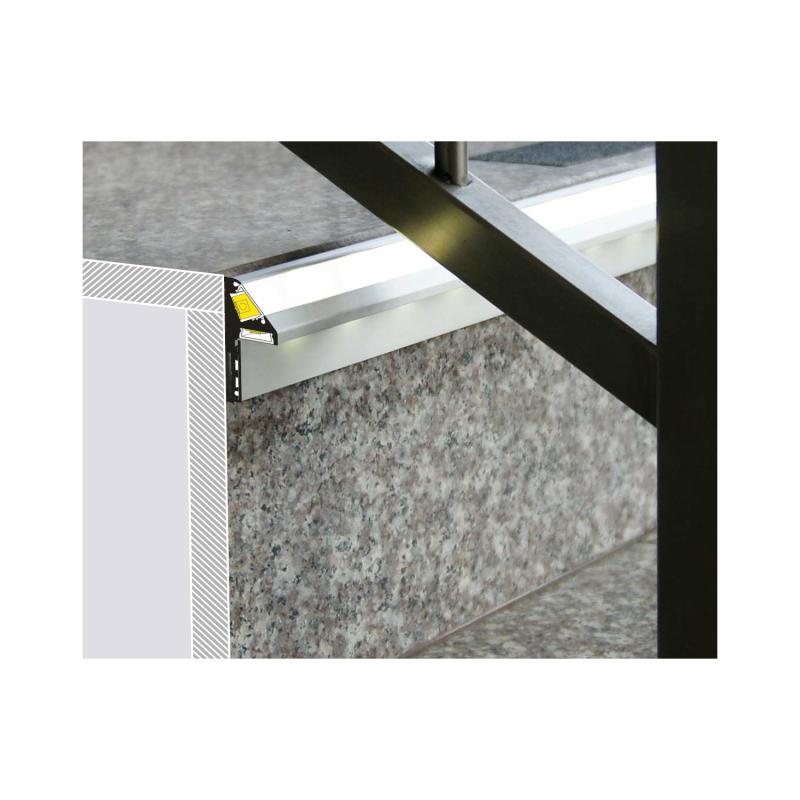 Producto de Perfil de Aluminio para Escalera Doble iluminación 1m para Dos Tiras LED hasta 10 mm