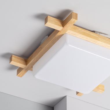 Producto de Plafón LED 15W Cuadrado Madera 400x400 mm CCT Seleccionable Loox 