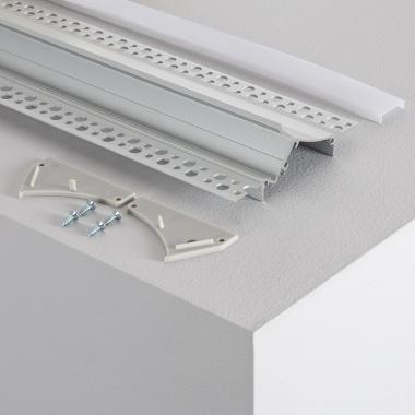 Produto de Perfil de Aluminio Encastrável para Gesso/Pladur com Cobertura Contínua para Fita LED até 20mm