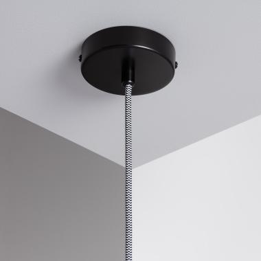 Produto de Suporte com Porta Lâmpadas para Candeeiro Suspenso com Cabo Têxtil Trançado Branco e Preto