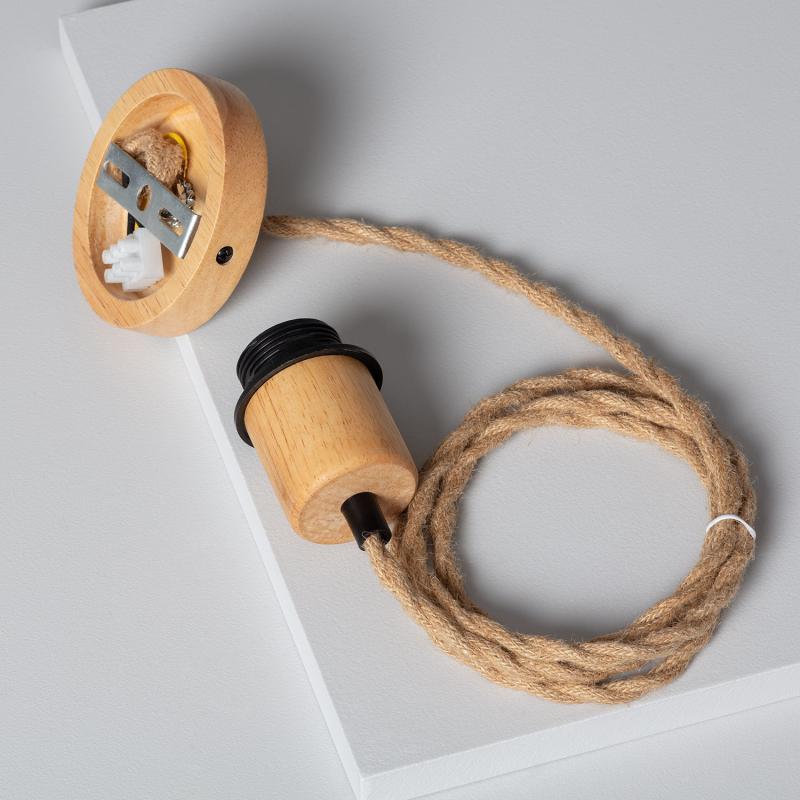 Producto de Soporte con Portalámparas para Lámpara Colgante con Cable Textil Trenzado Natural y Negro