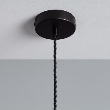 Produto de Suporte com Porta Lâmpadas para Candeeiro Suspenso com Cabo Têxtil Trançado Preto