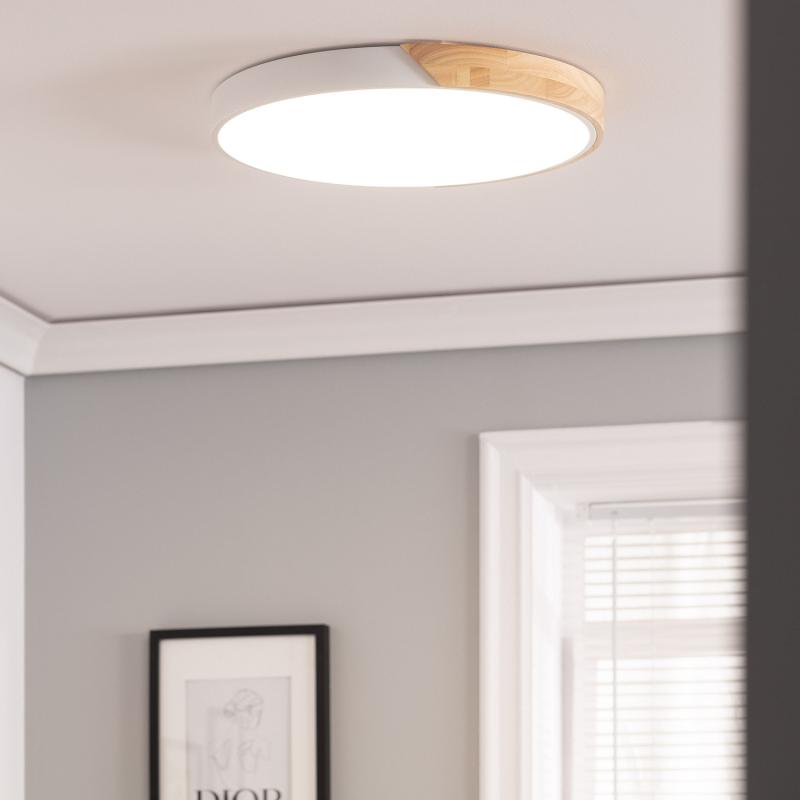 Produto de Plafón LED 36W Circular Madeira Ø500 mm CCT Selecionável Semi-Dari 