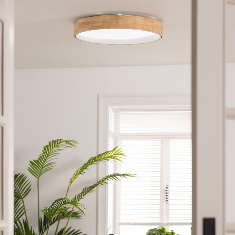 Producto de Plafón LED 30W Circular Madera Ø570 mm CCT Seleccionable Dari 