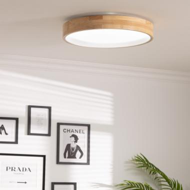 Producto de Plafón LED 30W Circular Madera Ø570 mm CCT Seleccionable Dari 