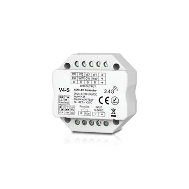 Controlador Regulador LED RF 12/48V DC para Fitas LED Monocor CCT/RGB/RGBW compatível com botão de pressão e controlador RF