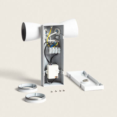 Produto de Aplique de Parede Exterior Alumínio com Detector de Movimento Abel Dois Focos