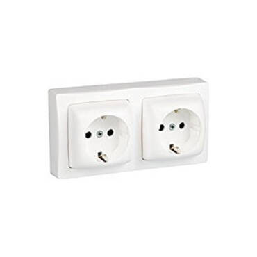 Base Tomada Schuko 2x2P+T Persiana de Protecão Infantil Monobloco Oteo LEGRAND 086031 Branco