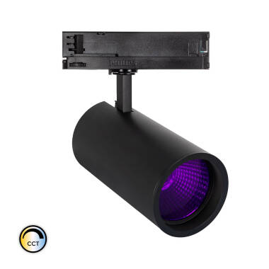 Foco LED New d'Angelo Negro 30W CCT PHILIPS Xitanium para Carril Trifásico Especial Tienda de Alimentación