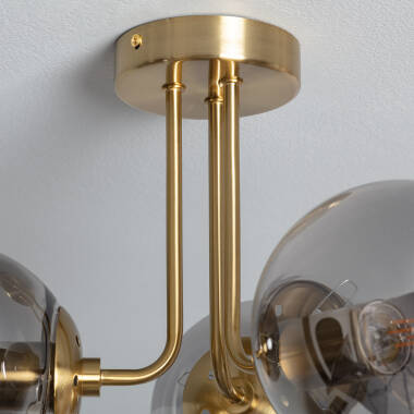 Produto de Candeeiro de Teto Metal e Vidro Moonlight Brass 3 Focos