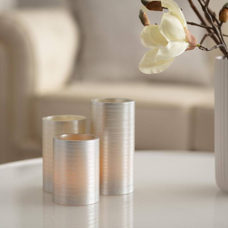 Producto de Pack de 3 Velas LED Cera Natural Special Flame Plata