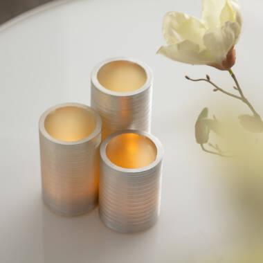 Producto de Pack de 3 Velas LED Cera Natural Special Flame Plata