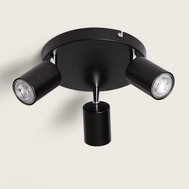 Producto de Lámpara de Techo Orientable Circular Metal 3 Focos Albus Black