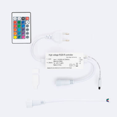 Controlador Manguera LED Redonda 220V AC 36 LED/m RGB IP65 Corte 100 cm