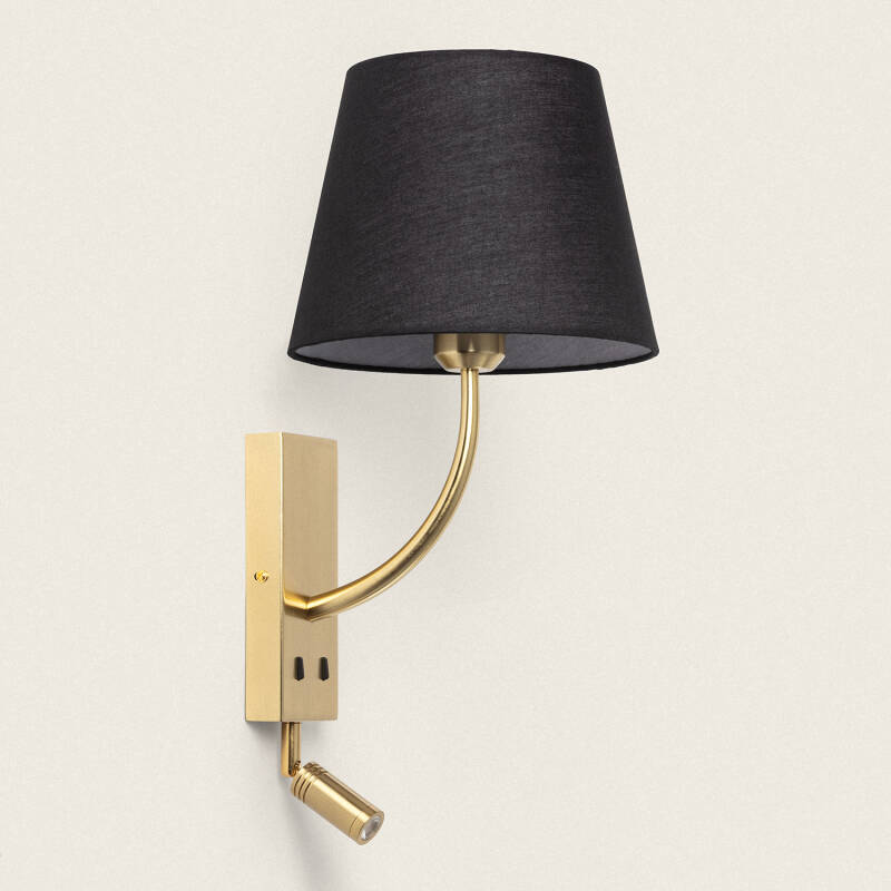 Producto de Lámpara de Pared con Luz de Lectura 2.5W Metal Gold-Teylo Conne