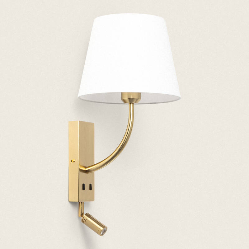 Producto de Lámpara de Pared con Luz de Lectura 2.5W Metal Gold-Teylo Conne