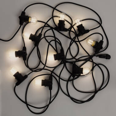 Producto de Kit Guirnalda Luces Exterior IP44 10m Negro + 10 Bombillas Filamento LED B22 2W G45