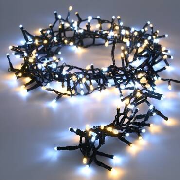 Grinalda Exterior LED Cabo Preto Branco Quente/Frio 16m Racimo Preto