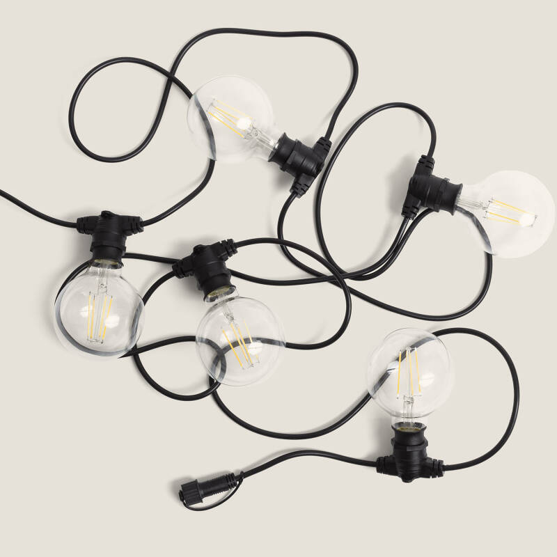 Producto de Kit Guirnalda Luces Exterior IP44 5m Negro + 5 Bombillas Filamento LED B22 6W G95