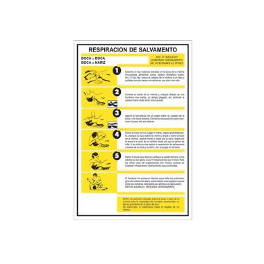 Pack 6 Unidades Cartaz PVC Primeiros Socorros - Respiração para Salvamento CATU AP223S