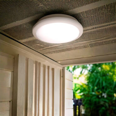 Fotografía del producto: Plafón LED para Exterior 12.5-18.5W CCT Circular con Detector de Movimiento Radar y Luz de Emergencia  Ø300 mm