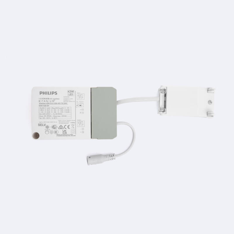 Producto de Driver Philips Xitanium Regulable TRIAC 220-240V No Flicker Salida 30-40V 1050mA 42W 9290 028 051 con Caja de Conexiones Rápidas