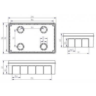 Producto de Caja de Empalme y Derivación Empotrable 200x130x60 mm