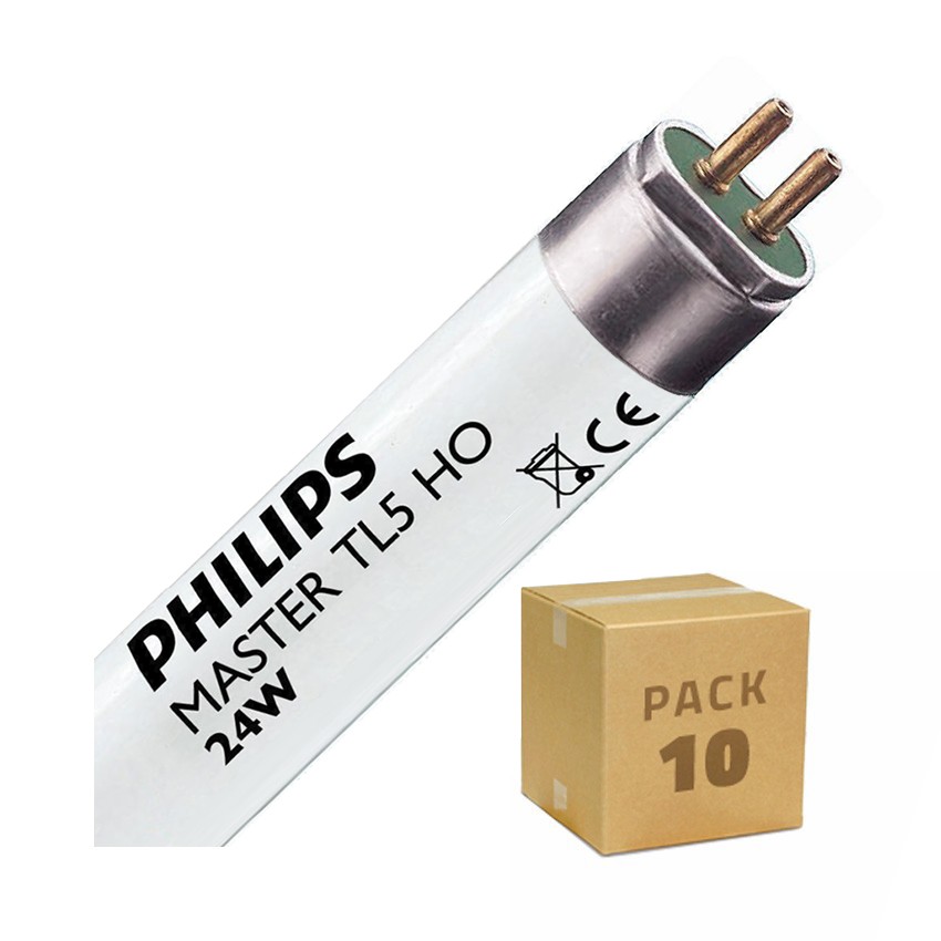 Pack Tubo Fluorescente Regulável PHILIPS T5 HO 55 cm Conexão Bi-Lateral 24W (10un)