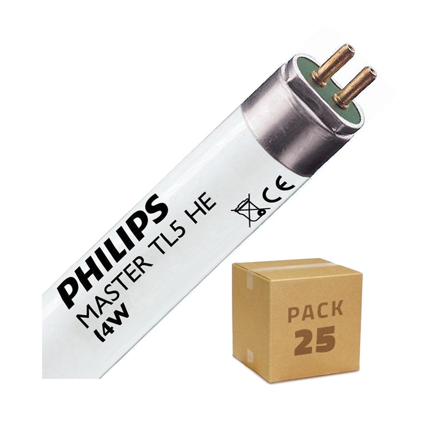 Producto de Pack Tubo Fluorescente Regulable PHILIPS T5 HE 55 cm Conexión dos Laterales 14W (25 un) 