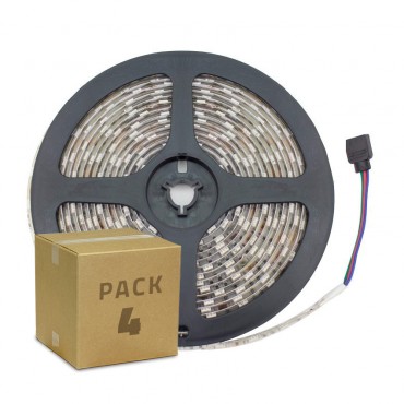 Product Pack Fita LED RGB 12V DC SMD5050 60LED/m 5m IP65 (4 Un)