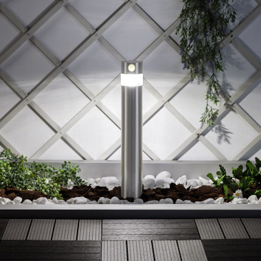 Baliza Solar Exterior LED 1.5W Superfície de Pé 50cm com Detector de Movimento Inti Aço Inoxidável
