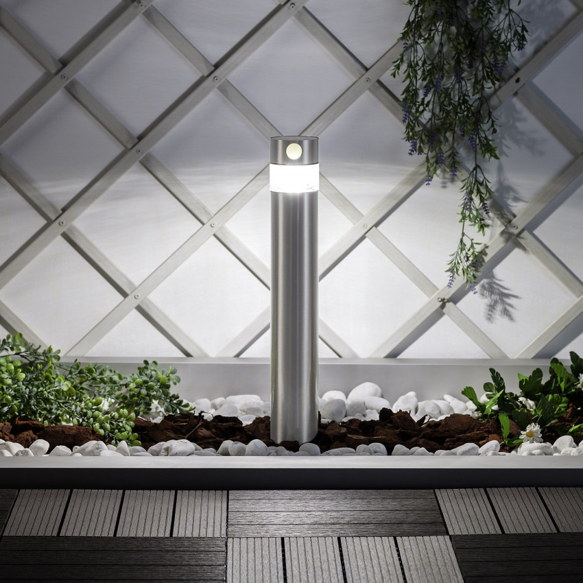 Producto de Baliza Solar Exterior LED 1.5W Superficie Pie 50cm con Detector de Movimiento Inti Inox