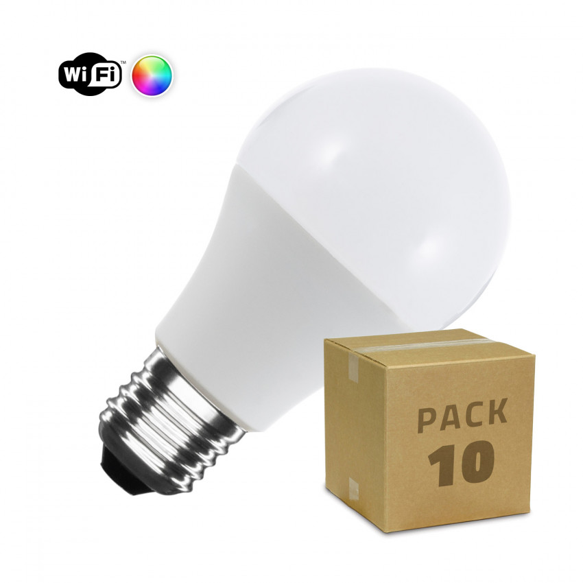 Pack 10 Bombillas Inteligentes LED E27 6W 806 lm A60 WiFi RGBW Regulable