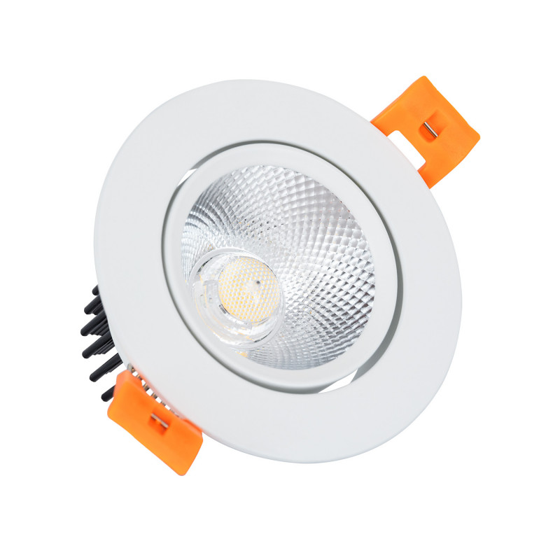 Foco Downlight LED 7W COB Direccionável Circular Branco Corte Ø 70 mm No Flicker
