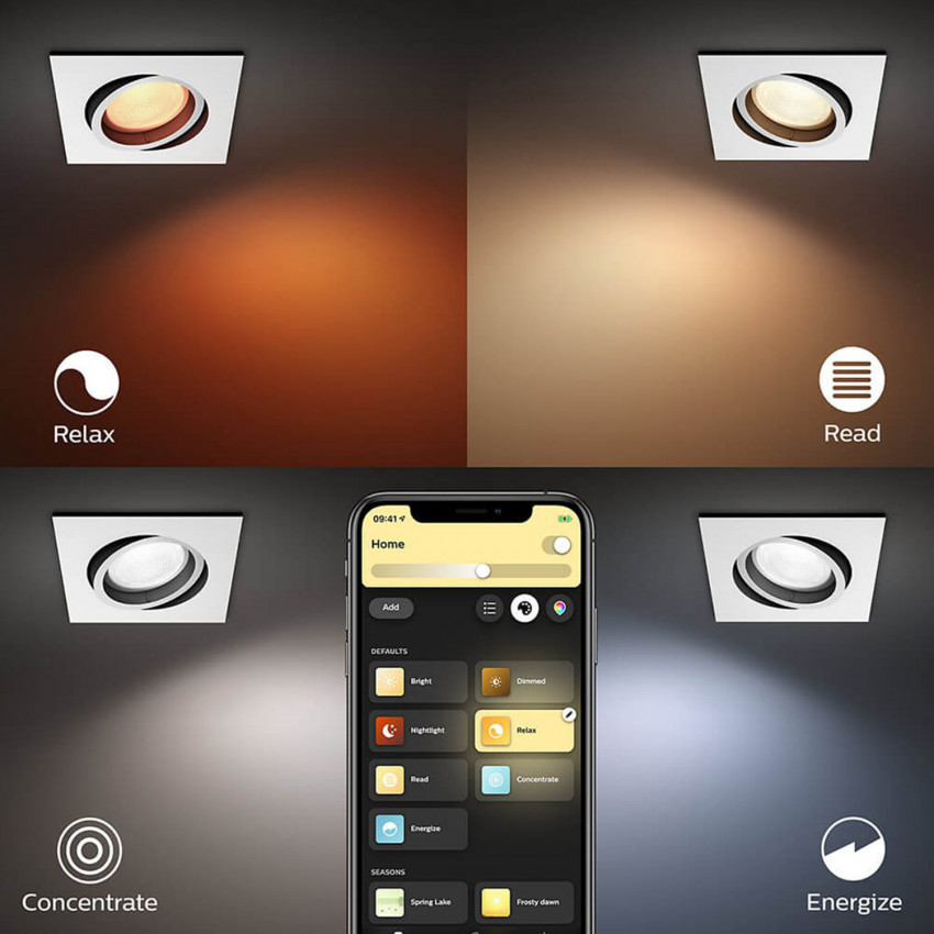 Downlight Cuadrado LED RGBW PHILIPS Hue White Color Centura 6W