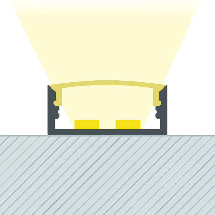 Perfil de Alumínio de Superfície com Cobertura Contínua para Duas Fitas LED