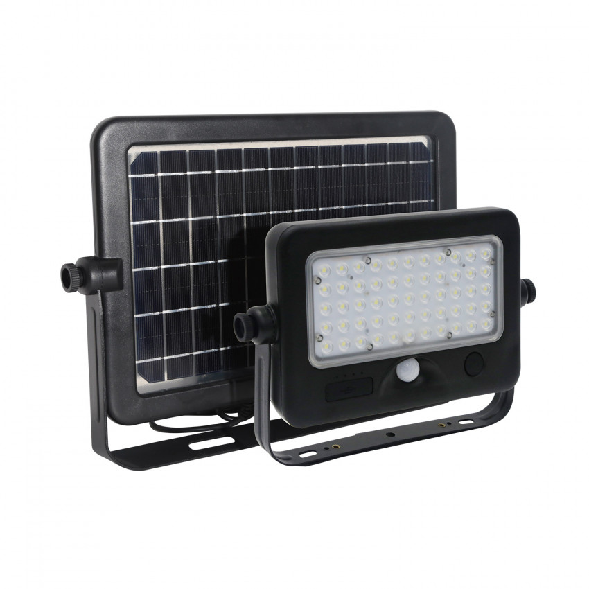 Foco Projetor LED Solar 10W com Sensor de Movimento PIR e Crepúscular Painel Separado